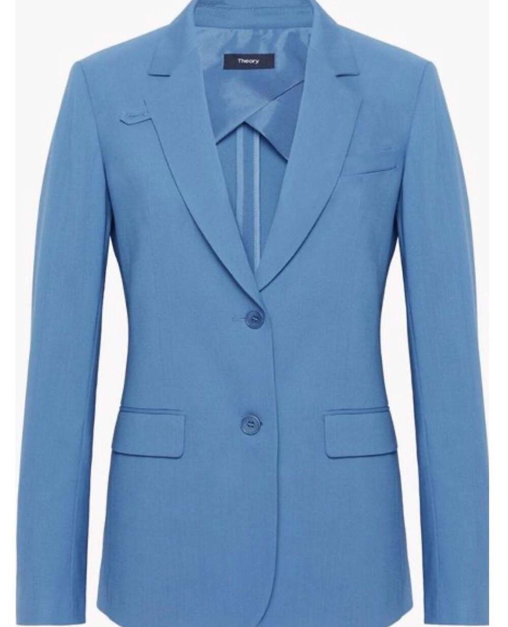 Theory Wylla Contour Virgin Wool Blazer in Blue, Size 2